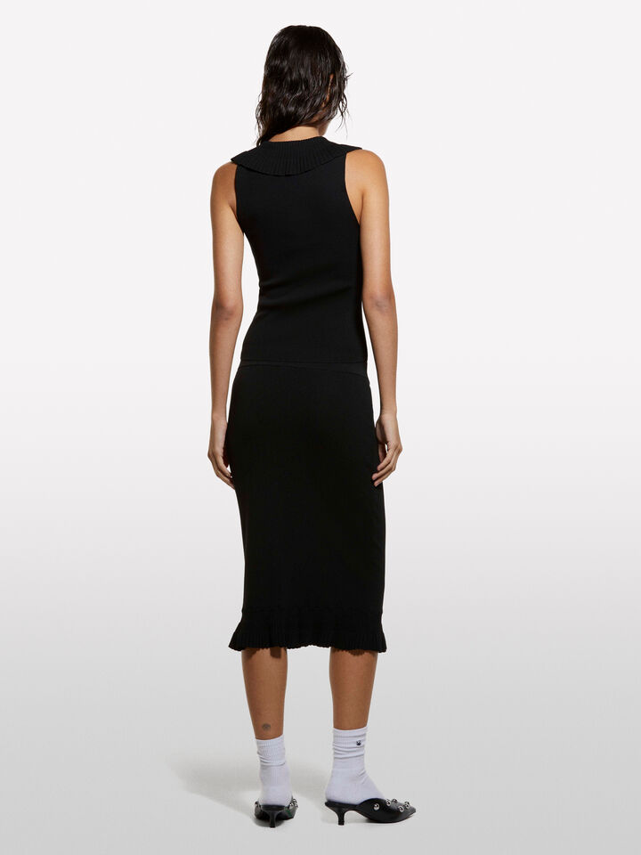 Black knit top with rouches - women's tops - Black | Sisley image number 2